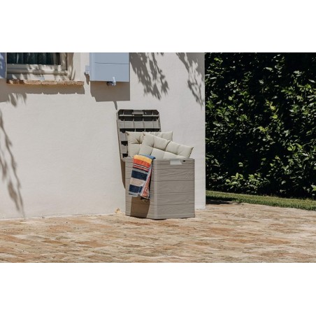 Coffre de jardin en résine 90 Litres Gris Taupe 42 x 44 x 50cm TOOMAX