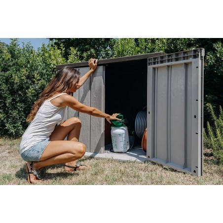 Coffre de jardin en résine 842 Litres Gris Taupe 129,5 x 74,5 x 111 TOOMAX