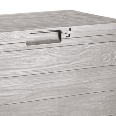 Coffre de jardin en résine 160 Litres GRIS TAUPE 77X 44 X 53 cm Protection Anti uv TOOMAX