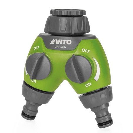 Distributeur pour arrosage 2 voies Raccord rapide 1" Robinet réglable VITO