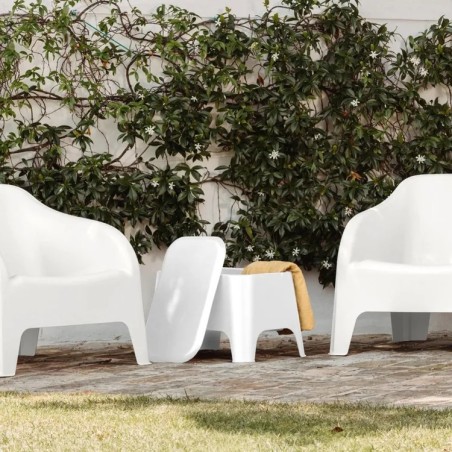 Table basse de jardin 59x 39x 36cm Blanche Avec couvercle Extérieur / Intérieur TOOMAX