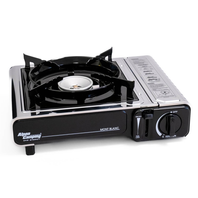 Réchaud gaz piezo 2200W inox Piezo Camping MONT BLANC ALPEN