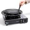 Barbecue gaz Grill 2en1 Réchaud gaz piezo 2200W + Grille + 4 cartouches gaz 250g Butane Camping ALPEN