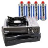 Réchaud à gaz INOX 2200W MONT BLANC + 4 Cartouches de gaz Camping ALPEN