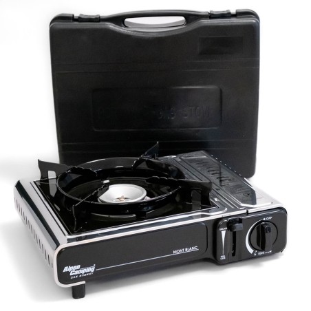 Réchaud à gaz INOX 2200W MONT BLANC + 12 Cartouches de gaz Camping ALPEN
