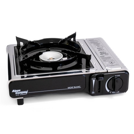 Réchaud à gaz INOX 2200W MONT BLANC + 12 Cartouches de gaz Camping ALPEN