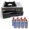 Réchaud à gaz INOX 2200W MONT BLANC + 8 Cartouches de gaz Camping ALPEN