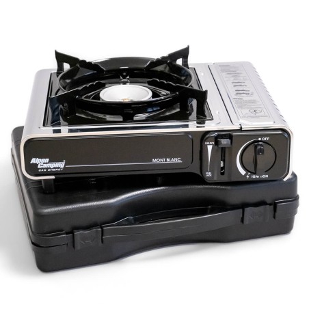 Réchaud à gaz INOX 2200W MONT BLANC + 8 Cartouches de gaz Camping ALPEN