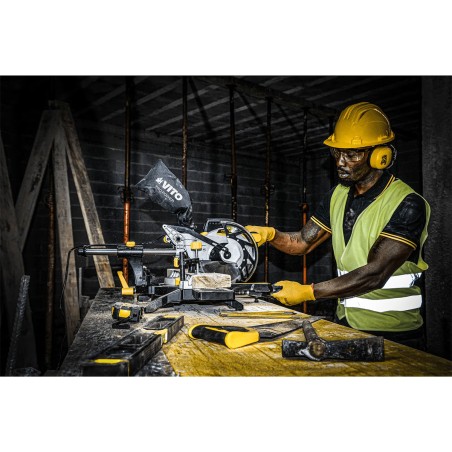 Scie à onglet 1500W Télescopique Lame Ø 210 mm Guide Laser Double rail VITO