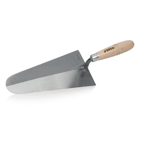 Truelle de maçon Portugaise forgée Ronde 220mm Acier trempé Manche en bois VITO