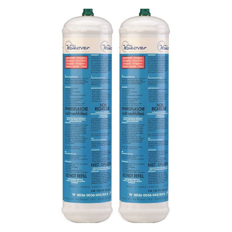 Lot de 2 Bouteilles Oxygène Jetable 110 bar Connexion M10 Soudure bi-gaz 110 Litres KEMPER