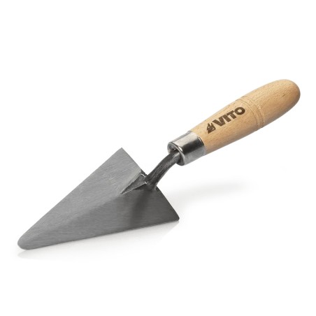 Truelle de maçon Triangulaire forgée 120mm à bout rond Acier trempé Manche bois VITO