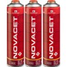 Pack de 3 Cartouches de gaz 330gr NOVACET Butane propane mix 600ml Valve 7/16 KEMPER