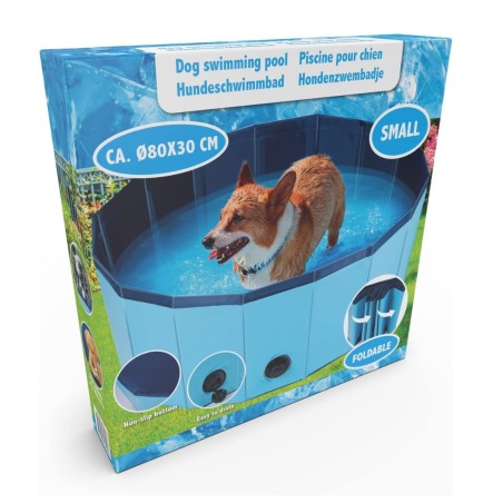 Piscine pour Chien PVC Ø 80 x 30 Cm Sol Antidérapant Jeu d'eau pour Animaux KZ GARDEN