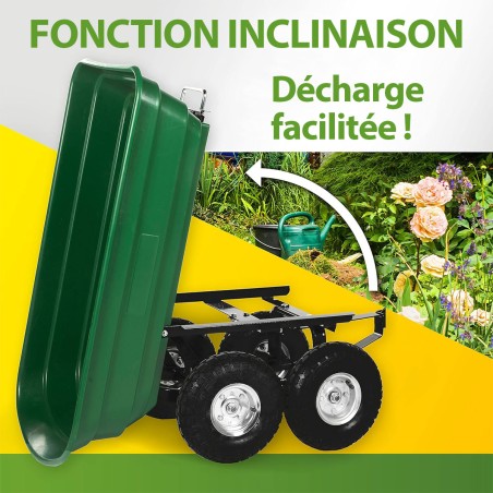 Chariot de jardin Benne basculante 75Litres Remorque KZ GARDEN