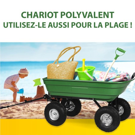 Chariot de jardin Benne basculante 75Litres Remorque KZ GARDEN