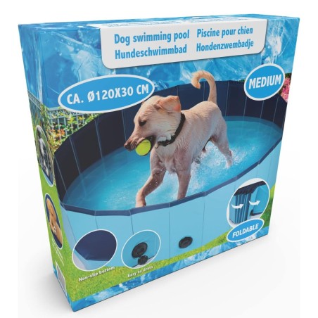 Piscine pour Chien PVC 120x30 cm Sol Antidérapant Jeu d'eau pour Animaux KZ GARDEN