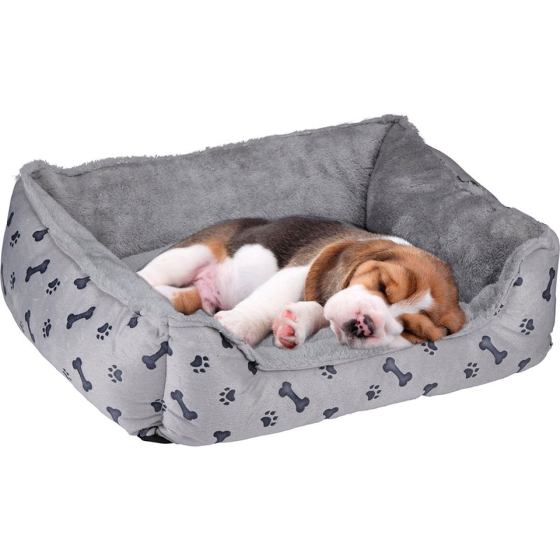 Panier pour Chien Coussin confortable pour animal de compagnie Chien et chiot 5 à 15kg Gris avec Motif KZ GARDEN