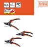 Sécateur de jardin 19.5cm Lame acier haute qualité Revetement anti-adhésif Coupe 13mm Black et Decker