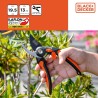 Sécateur de jardin 19.5cm Lame acier haute qualité Revetement anti-adhésif Coupe 13mm Black et Decker