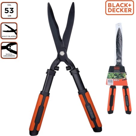 Cisaille de jardin Lames ondulées 53cm Tampon anti chocs Black et Decker