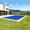 Bâche piscine rectangulaire 6 x 10m Bleue marine avec filet d'écoulement résistance 140g/m2