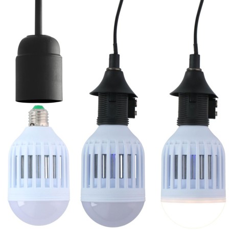 Lampe led anti moustique Insectes volants 2en1 Ampoule LED vissable douille standard E27 GRUNDIG