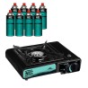 Réchaud à gaz 2200W + 8 Cartouches gaz butane Camping Road trips Piezo Mallette Etna INTEC