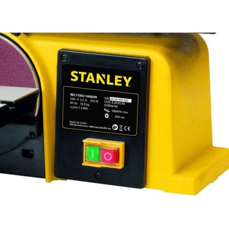 Ponceuse d'établi 370W Base en Fonte 2 en1 : Disque 150mm et Bande 100 x 914 mm SXBS914E STANLEY