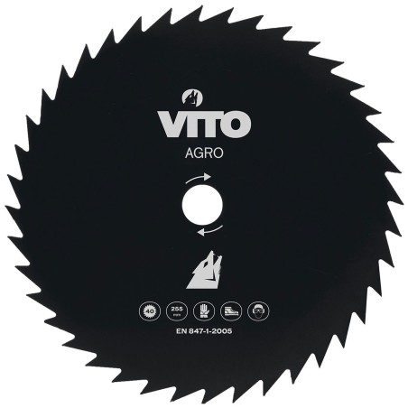 Lame de Coupe pour Débroussailleuse 40 dents Diam 255mm Alesage 25.4 VITO