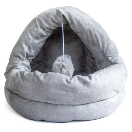 Panier pour chat avec Coussin Lavable Niche avec balle Grotte Cabane Rembourrée Douillet KZ GARDEN