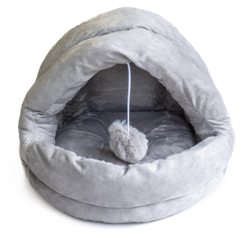 Panier pour chat avec Coussin Lavable Niche avec balle Grotte Cabane Rembourrée Douillet KZ GARDEN