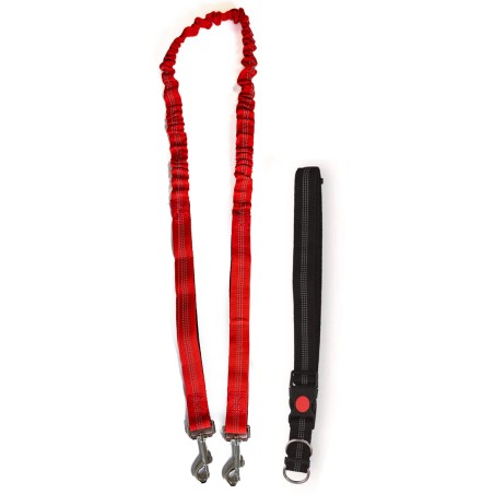 Harnais et Laisse pour chien 190 cm Ceinture réglable 55 à 90 cm Longe Elastique Balade Jogging KZ GARDEN