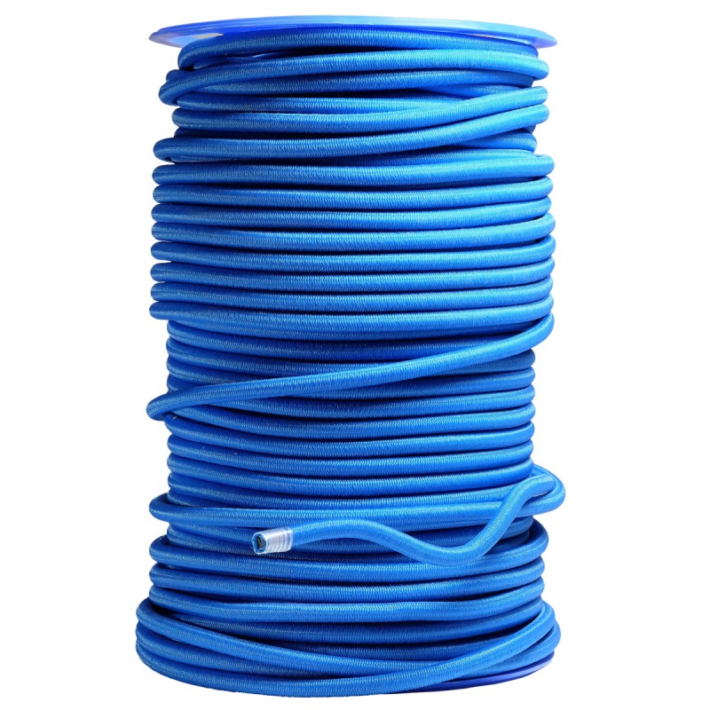 Sandow élastique Diamètre 9 mm 50 mètres Tendeur Couleur Bleue Fixation Baches