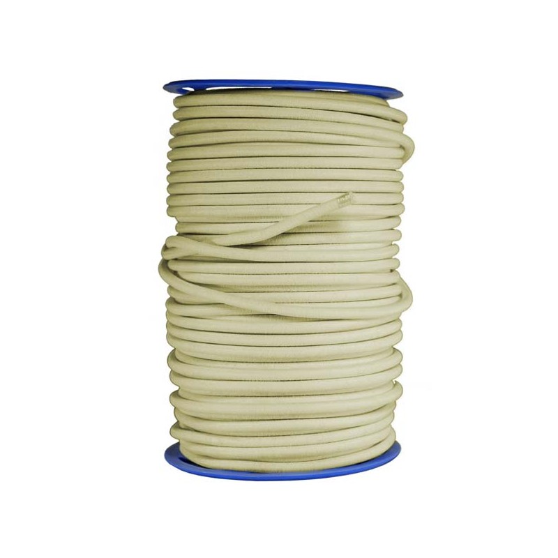 Sandow élastique Diamètre 9 mm 50 mètres Tendeur Couleur Ivoire Fixation Baches