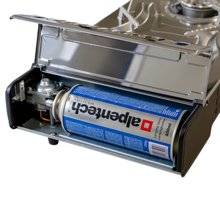 Réchaud gaz 2 feux 4400W Inox Portable TEXAS ALPEN