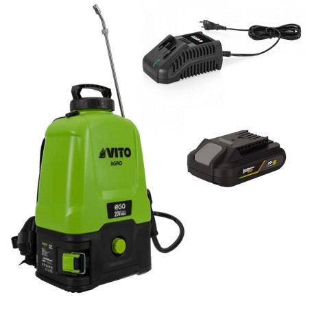 Pulvérisateur à Batterie 20V - 16L 5bar + Batterie Lithium 2Ah + Chargeur Végetaux jardin toitures VITO