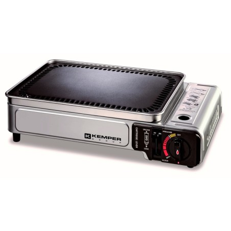 Plancha à gaz portable 2300W + 2 cartouches de gaz + Valise de transport KEMPER