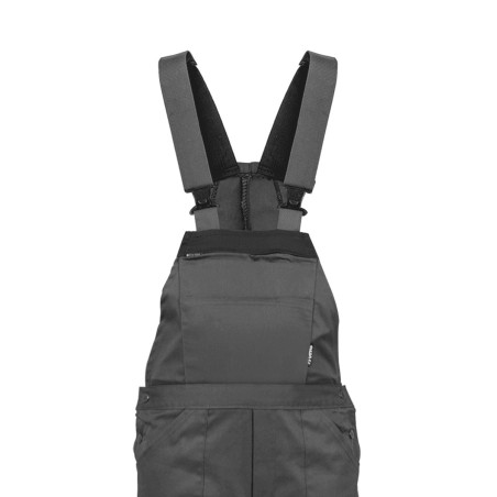 Salopette de travail Gris Noir Taille 42 Polyester / Coton 7 poches Sangles épaules reglables VITO