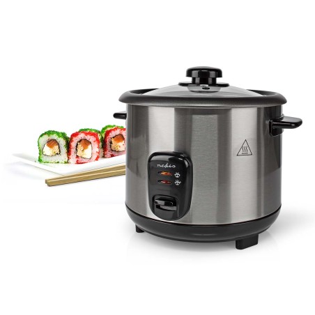 Cuiseur à Riz 1.5 Litres 500W Bol amovible Acier inoxydable anti-adhésif NEDIS