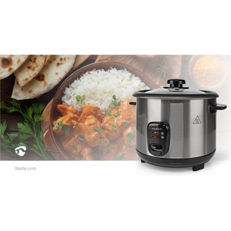Cuiseur à Riz 1.5 Litres 500W Bol amovible Acier inoxydable anti-adhésif NEDIS