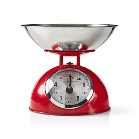 Balance de cuisine Retro Rouge Analogique Bol amovible acier 5kg Fonction Tare NEDIS