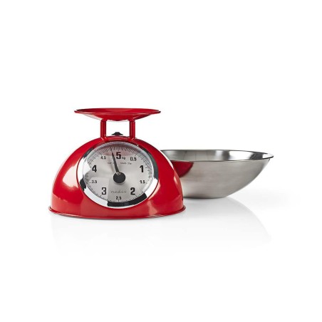 Balance de cuisine Retro Rouge Analogique Bol amovible acier 5kg Fonction Tare NEDIS