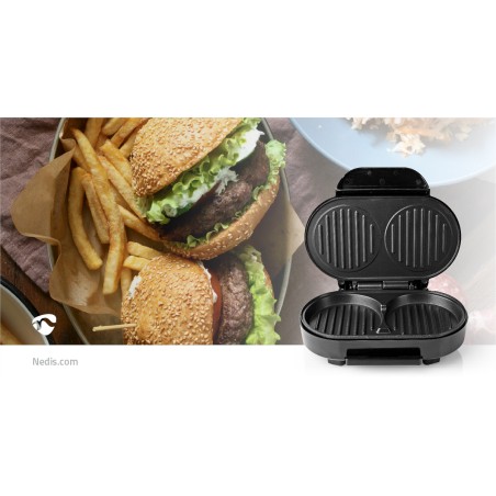Appareil à Hamburger électrique 1000W 10.5Cm Revêtement anti adhésif NEDIS