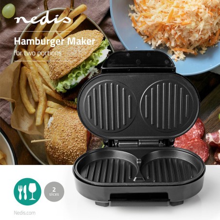 Appareil à Hamburger électrique 1000W 10.5Cm Revêtement anti adhésif NEDIS