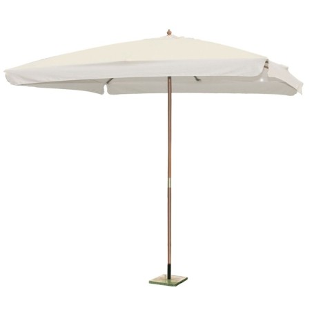 Parasol de jardin 3m x 3m Forme Carrée Blanc Ecru avec bordure de 50 mm Mat bois naturel KZ GARDEN