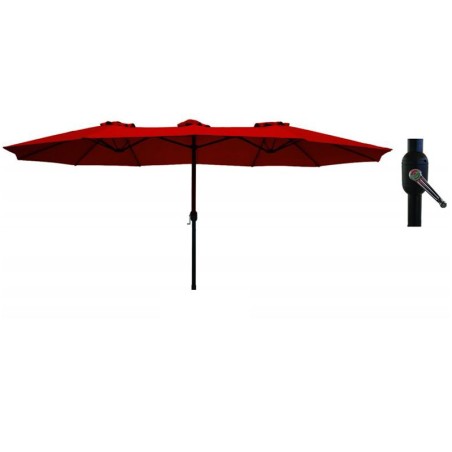 Parasol de terrasse double Rouge Bordeaux 4.50 x 2.65 x H 2.40 Toile polyester TWIN KZ GARDEN
