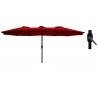Parasol de terrasse double Rouge Bordeaux 4.50 x 2.65 x H 2.40 Toile polyester TWIN KZ GARDEN