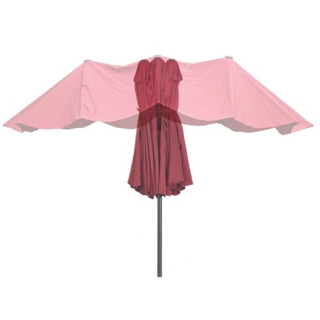 Parasol de terrasse double Rouge Bordeaux 4.50 x 2.65 x H 2.40 Toile polyester TWIN KZ GARDEN