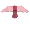 Parasol de terrasse double Rouge Bordeaux 4.50 x 2.65 x H 2.40 Toile polyester TWIN KZ GARDEN